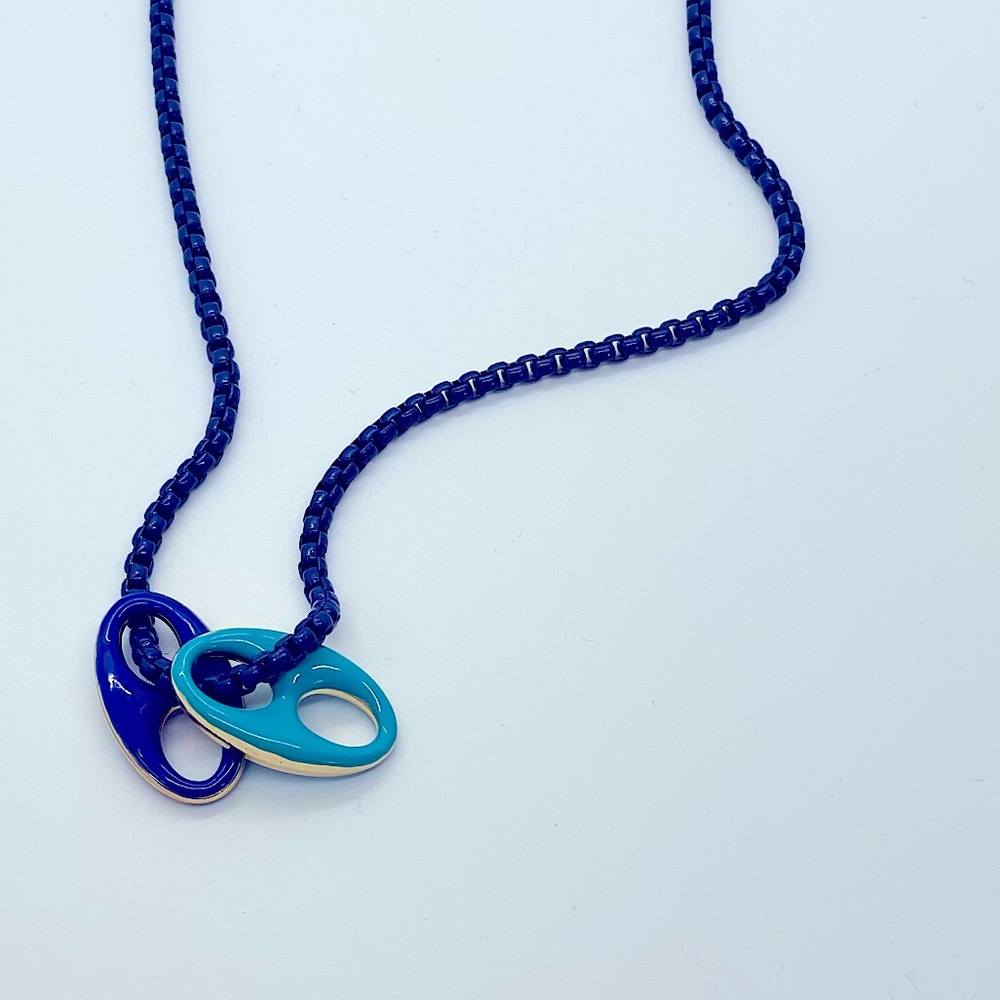 Blue box chain with charms